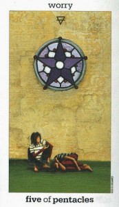 Lá Five of Pentacles - Sun and Moon Tarot